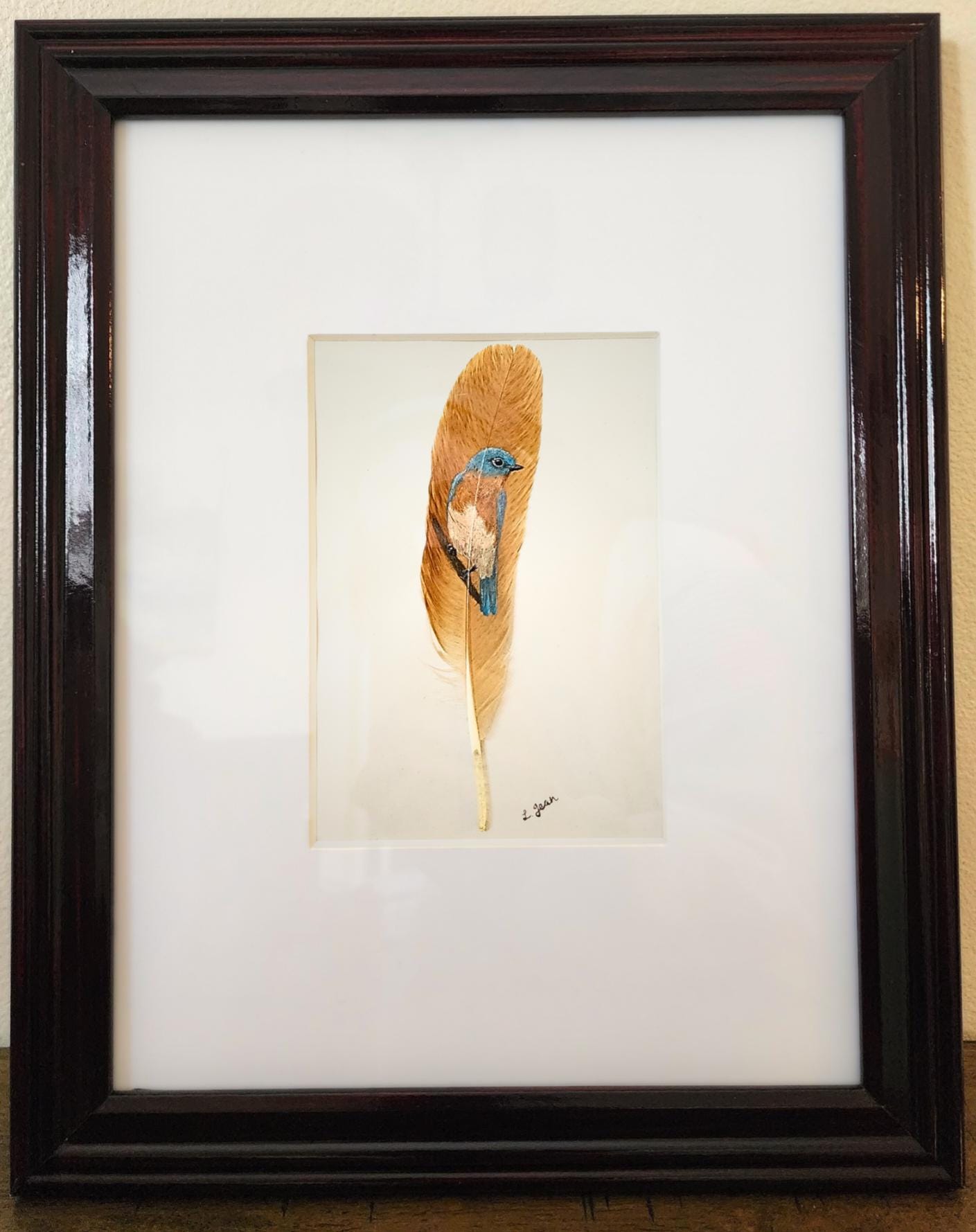 Eastern Blue Bird: Hand-Painted on Feather