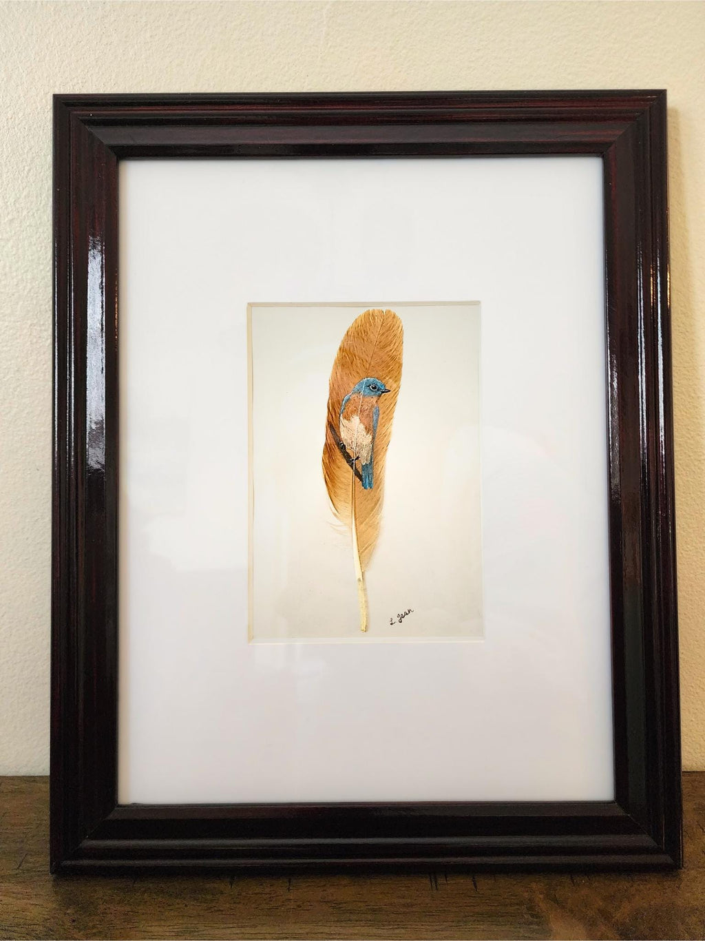 Eastern Blue Bird: Hand-Painted on Feather
