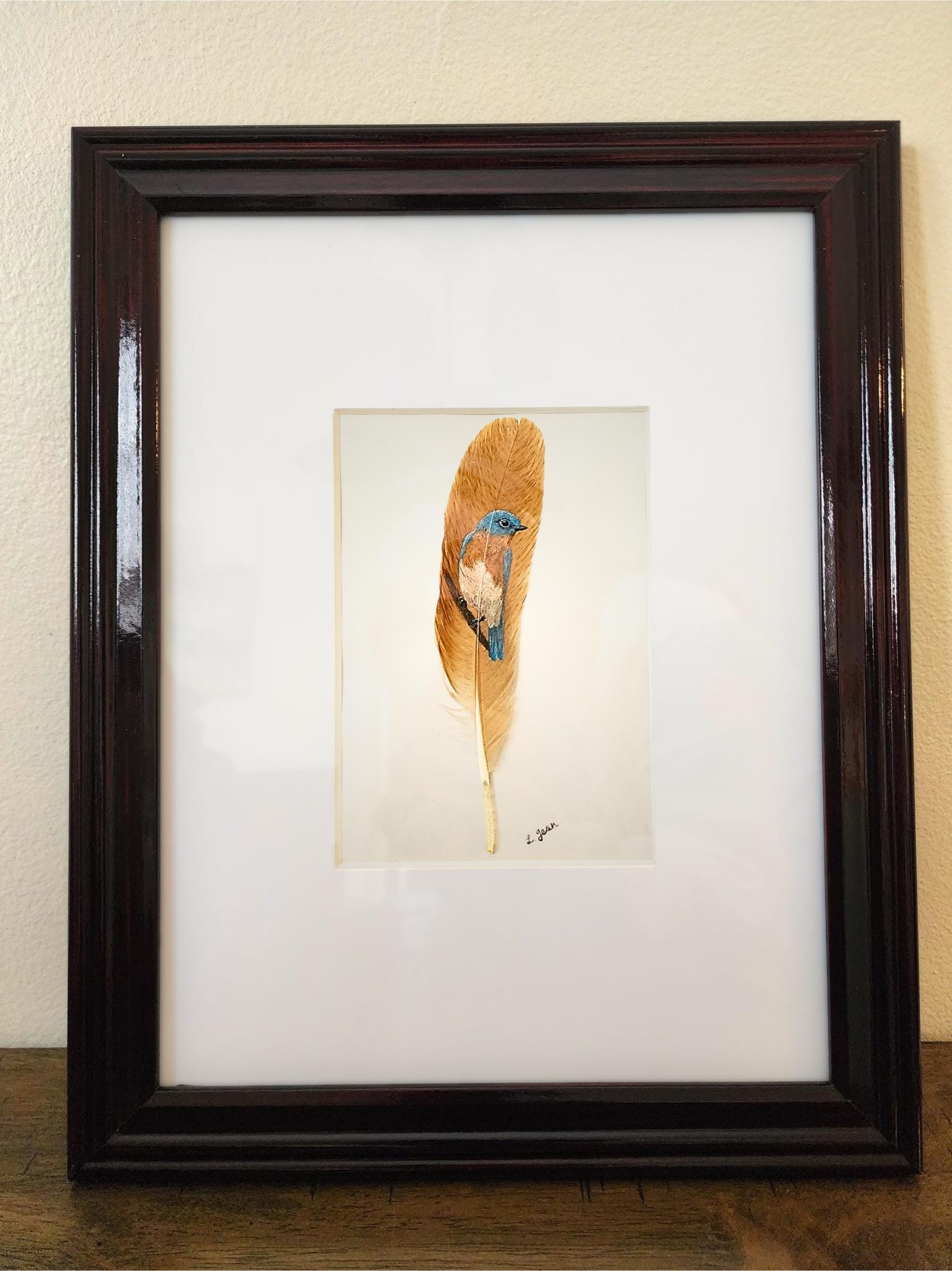 Eastern Blue Bird: Hand-Painted on Feather