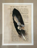Barn Owl in Flight Hand-Painted on Feather